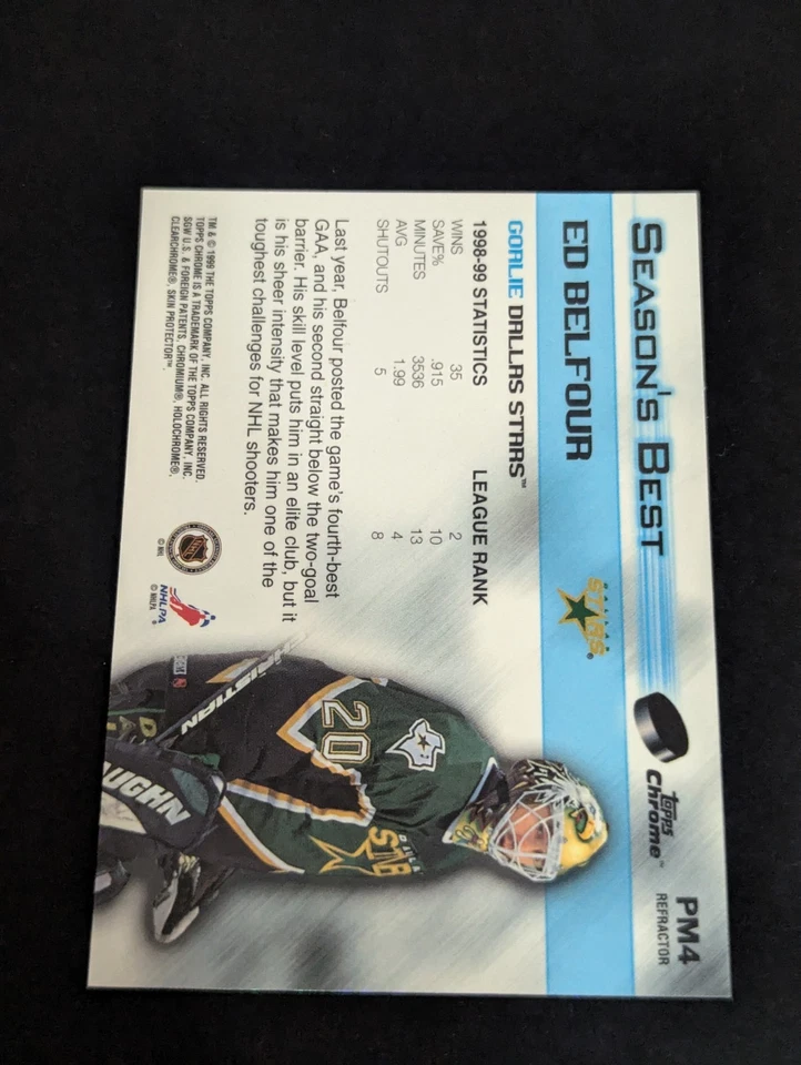 1999 TOPPS CHROME POST MASTERS PM4 ED BELFOUR POST MASTERS REFRACTOR - Image 2 of 2