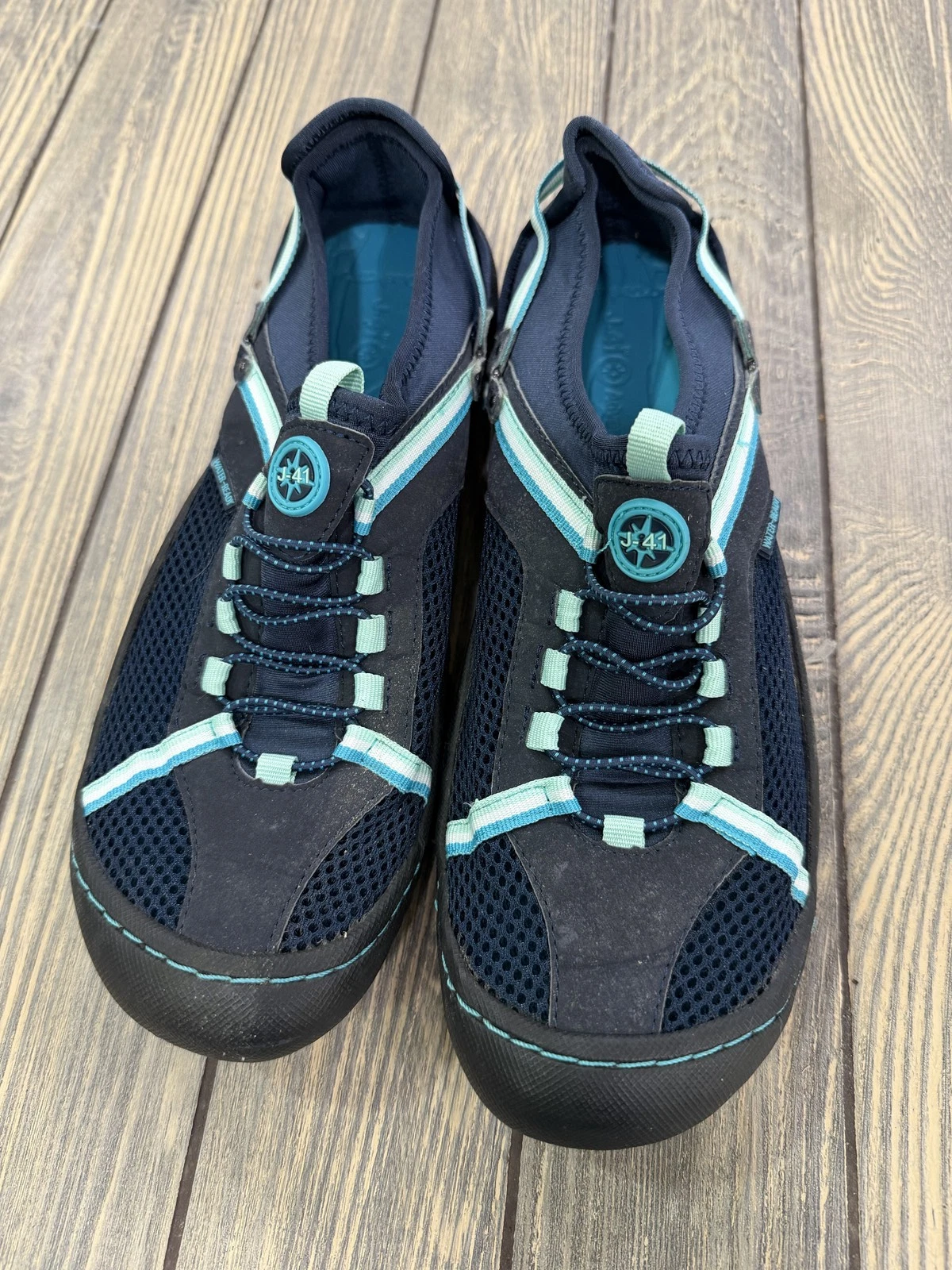 J-41 Water-Ready Men's Shoes Navy Blue Aqua Bungee Slip On Casual Athletic Size