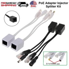 Power over Ethernet Passive PoE Adapter Injector  Splitter Kit 5-48V 2.1x5.5mm