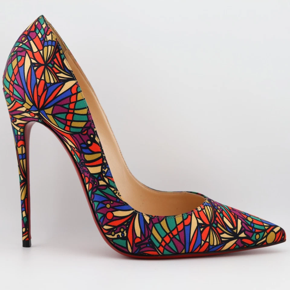 Zapatos de tacón Louboutin multicolor con estampado Vitrail satinado So Kate 120 IT 39,5 EE. UU. 9 Foto 4 de 4