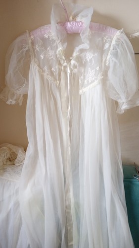 Conjunto de Camisón Peignoir De Colección Puro Glamour Bata Encaje Años 60 Hollywood Talla 32 EE. UU. **Leer - Imagen 16 de 17