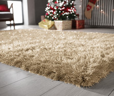 Image of Large Shaggy Rug Fluffy Shimmer Sparkle Carpet Living Room Bedroom Floor Rug