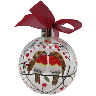 Shudehill Giftware Weihnachten Crackle Glas Doppel Rotkehlchen LED Kugel
