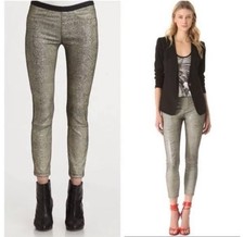 Helmut Lang Women's Stretch Lamb Leather Pull On Leggings -size 0