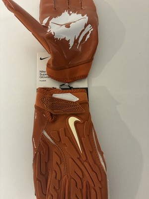 Nike Texas Longhorns  Football Gloves Superbad Orange Rare! NEW Size XL