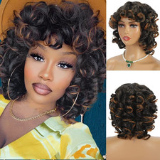 Curly Wigs for Black Women Short and Brown Wig