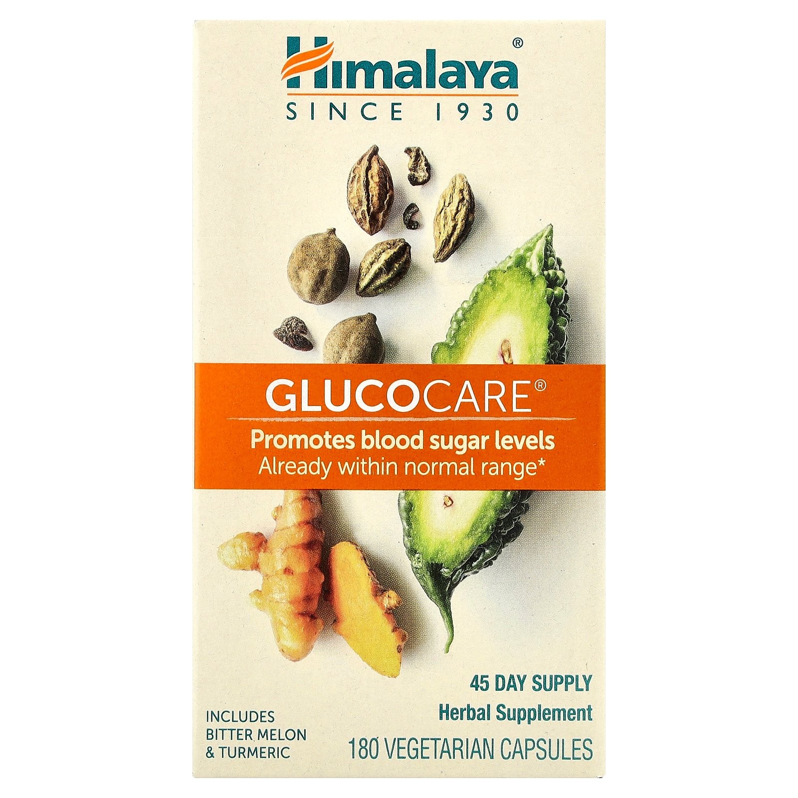 Himalaya GlucoCare 180 Вегетарианские капсулы без молочных продуктов, без глютена, качество GMP