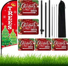 Christmas Tree Feather Flag 7 Ft Christmas Swooper Flag Banner with Pole Set 5 P