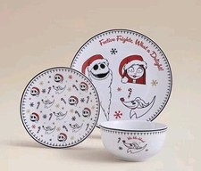 Disney NIGHTMARE BEFORE CHRISTMAS Dinner Plate Side Dish & Bowl 3 Piece Set