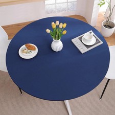 Round Tablecloth with Elastic, Fitted Table Cloths for 45"-56" Tables,Stretch Sp