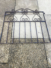 Black Metal Pedestrian Garden Gate, Curved Top Scrollwork, Single Swing