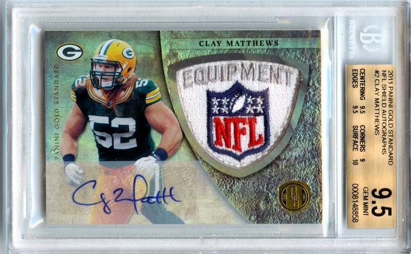 CLAY MATTHEWS 2011 GOLD STANDARD GAME USED NFL SHIELD PATCH AUTO SP 1/1 BGS 9.5