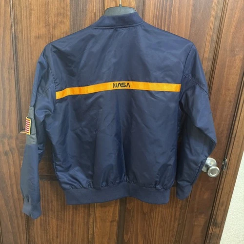 ASSTSERIES NASA Bomber Jacket Black Flight Jacket Space Logo Mens Medium Costume image 11