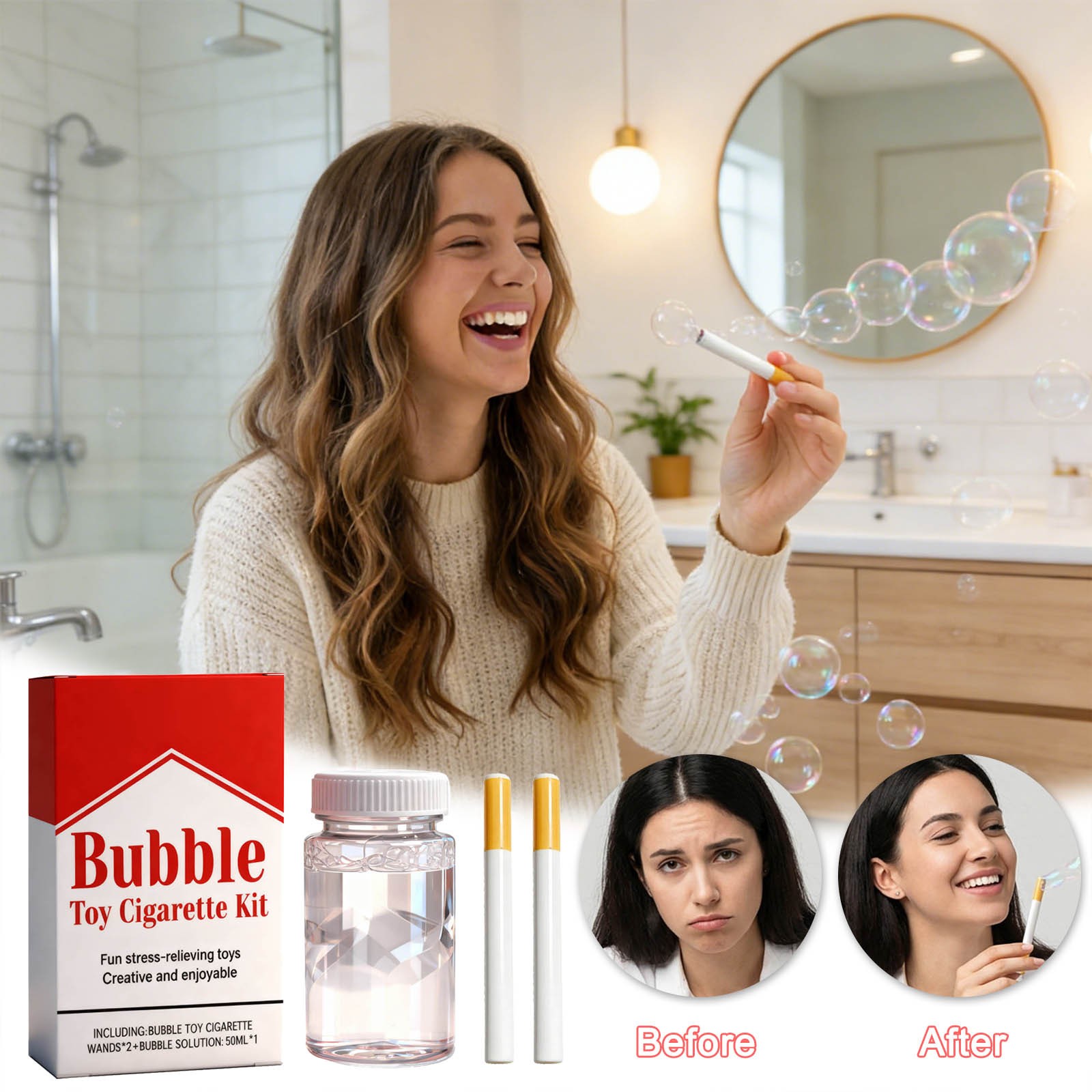 Bubble Cigarette Stress Relief Toy Fun Fake Cigarette Mini Bubble Blower 50ML