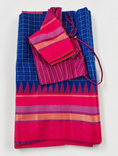 Women Silk Woven Saree Sari Set w/ Matching Blouse Piece Multicolor