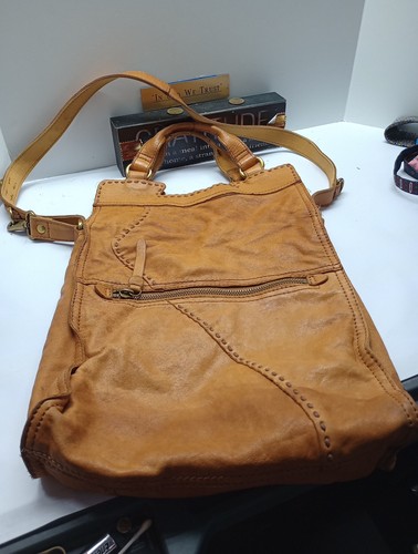 LUCKY BRAND Abbey Road Leather Boho Fold-Over Crossbody Messenger Bag - Brown