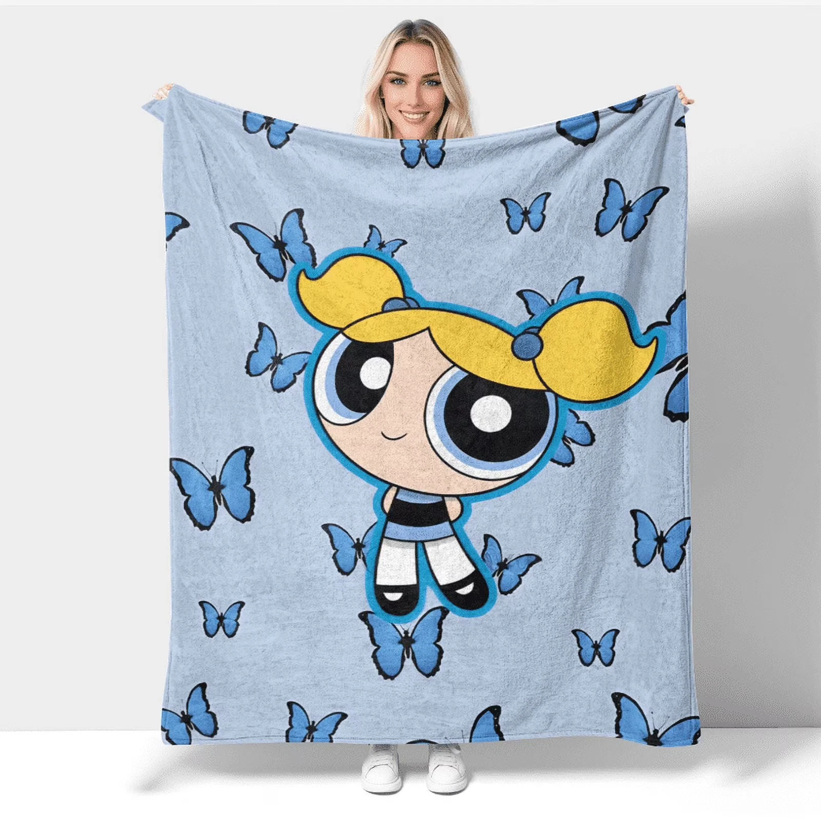 Warner Bros. Powerpuff Girls Bubbles Butterfly Pattern Cozy Fleece Blanket