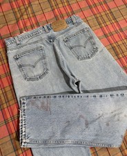 Vintage 1997 Levi  s 505 34x31 White Tab Denim Jeans 90s Black Batwing Tag 34x32