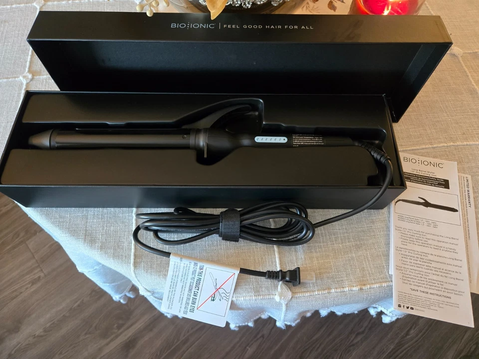 Bio Ionic Long Barrel Styler Ceramic Curling Iron 1.5 inch Black NEW - Image 2 of 4