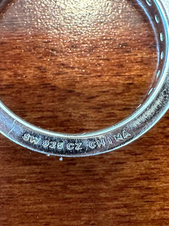 Diamonique Eternity Sterling Silver Wedding Band Ring Size 6 - Image 3 of 3