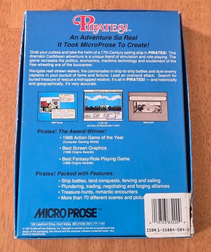 ¡Piratas de Sid Meier! MicroProse Amiga Big Box Juego CIB 3.5" Disquete 1987 Mapa - Imagen 16 de 18