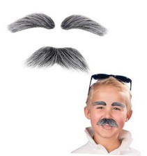 Old Man Mustache and Eyebrow Perfect for Custume Accessories Black With -White