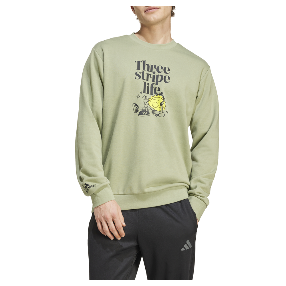 adidas Positivity Graphic Crew Neck Sweatshirt Mens Green  IW2701-A