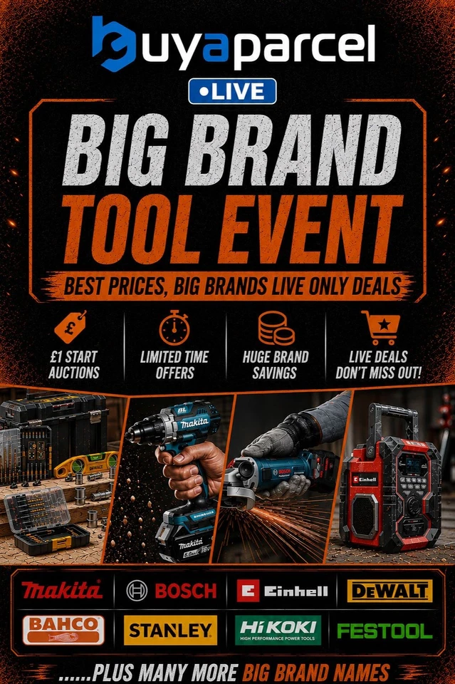 Buyaparcel LIVE Big Brand Tool Deals | £1 Auctions | Live ONLY Flash Sales