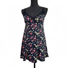 Betsey Johnson Intimates Black Butterfly Slip Dress/Nightgown Chemise Size Large