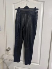 Topshop black petite leather look trousers size 8