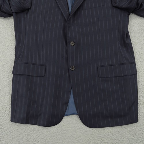 Hickey Freeman Loro Piana Suit 42R Super 150s Worsted Wool Navy Pinstripe 34x29 - Picture 3 of 21