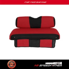Red Golf Cart Cushion Mesh Seat Cover W/ Mobile Phone Bag For EZGO TXT