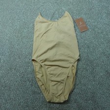 Capezio Leotard Womens Small Beige Sleeveless Cami Clear Straps Ballet Dancewear