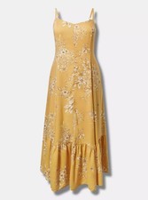 Torrid Maxi Trapeze Dress Yellow Floral NWT New 1X