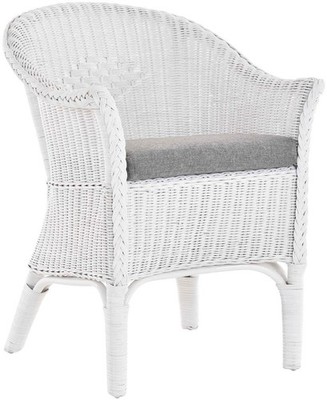 Rattan-Sessel Natur Korb-Sessel Flechtsessel/ mit Polster Grau/ Lounge (Weiß)
