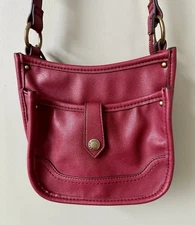 Frye and Co. Madison Vegan Leather Crossbody Bag Purse Burgundy Coach Classic
