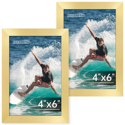 FIXSMITH 4x6 Picture Frame Set of 2, Gold Picture Frames Collage for Tabletop...