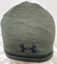 Under Armour ColdGear Infrared Storm Beanie Logo Run Hat Skull Cap Heather Green