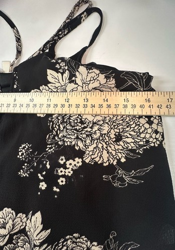 Monteau Maxi Dress Women Small Black Flower Print Side Slit Elastic Waist Straps - Picture 13 of 13