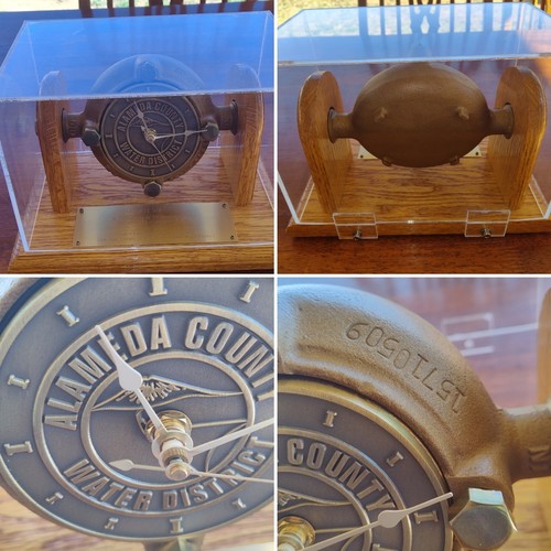UNIQUE Alameda County Calif. Water District Brass Water Meter Retirement Clock - Picture 1 of 20