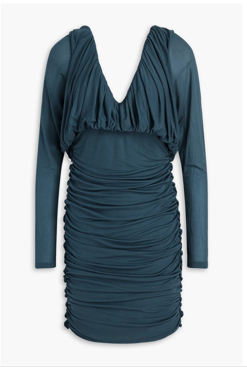 Abito Saint Laurent taglia 36 blu fumo nuovo con etichetta 100% seta rame