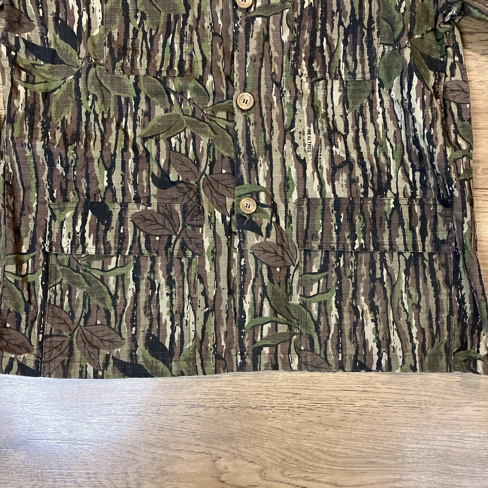 Men’s L Bob Allen Vintage Realtree Camo Hunting Shirt Coat Button Up Rip Stop - Image 4 of 4