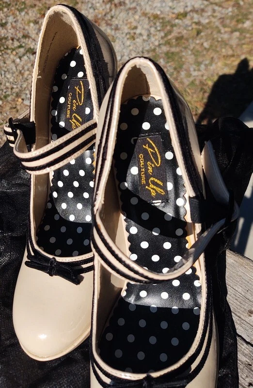 Disfraz Pin-Up Couture Secret-15 Talla 7.5 Desnudo Mary Jane Bombas Foto 3 de 4