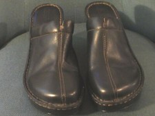 BORN Clogs Sz 9 Chunky Brown Leather Platform Shoes 3.5" Heel NEW