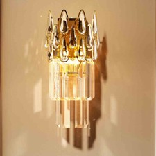 Crystal Wall Sconce Light Vanity Bedside Lamp Fixture E14 Bulb 3 Lighting Colors