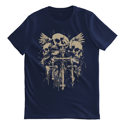Skull Cross Wings Y2K Goth Grunge Gothic T-shirt | eBay