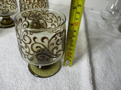 Vintage Libbey Prado set di 6 calici marrone fulvo pergamena rialzata 4 1/4 pollici - Foto 7 di 8
