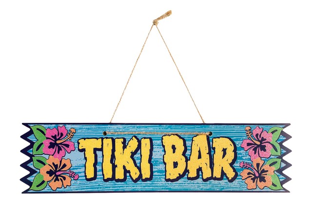 Tiki Bar Hanging Plaque Luau Party Wooden Sign Hawaiian Party