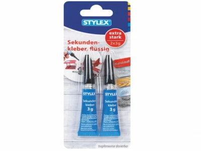 STYLEX 10 Tuben Sekundenkleber à 3 g extra stark Klebstoff für Glas Stein Metall Holz