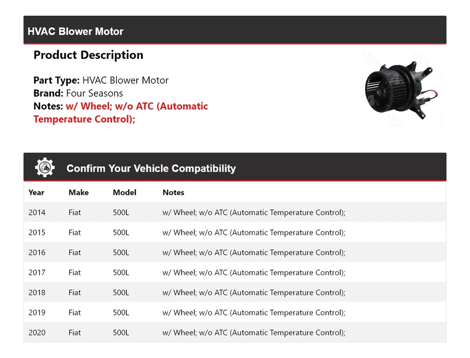 Motor soplador climatización Fiat 500L 2014-2020 4 estaciones 2015 2016 2017 2018 2019 Foto 2 de 4